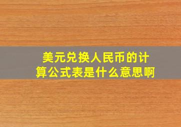 美元兑换人民币的计算公式表是什么意思啊