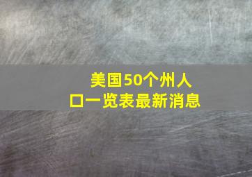 美国50个州人口一览表最新消息