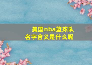 美国nba篮球队名字含义是什么呢