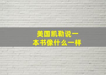 美国凯勒说一本书像什么一样