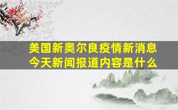 美国新奥尔良疫情新消息今天新闻报道内容是什么