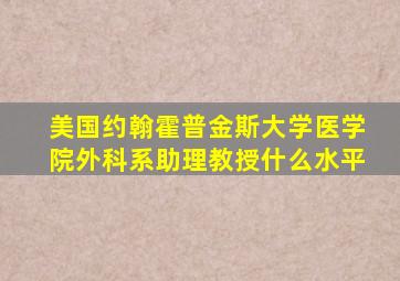 美国约翰霍普金斯大学医学院外科系助理教授什么水平