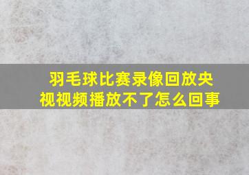 羽毛球比赛录像回放央视视频播放不了怎么回事