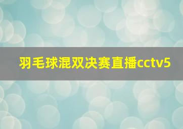 羽毛球混双决赛直播cctv5