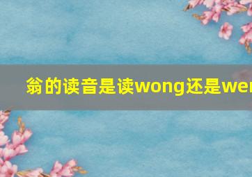 翁的读音是读wong还是weng