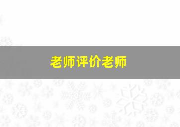 老师评价老师