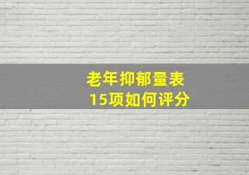 老年抑郁量表15项如何评分