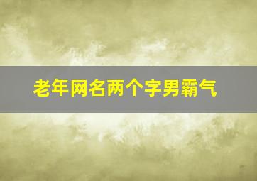 老年网名两个字男霸气