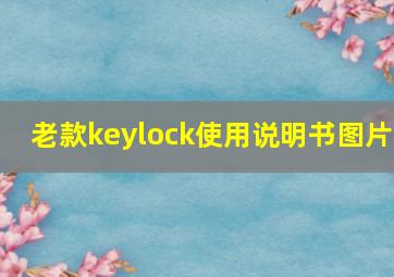 老款keylock使用说明书图片