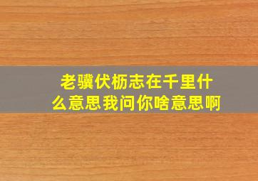 老骥伏枥志在千里什么意思我问你啥意思啊