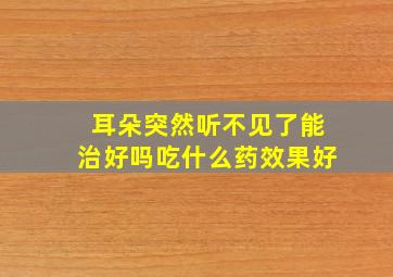 耳朵突然听不见了能治好吗吃什么药效果好