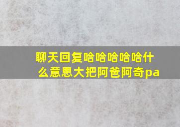 聊天回复哈哈哈哈哈什么意思大把阿爸阿奇pa