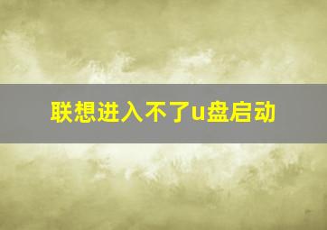 联想进入不了u盘启动