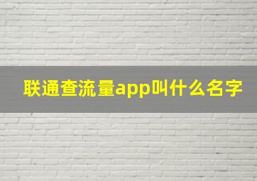 联通查流量app叫什么名字