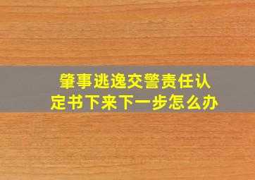 肇事逃逸交警责任认定书下来下一步怎么办