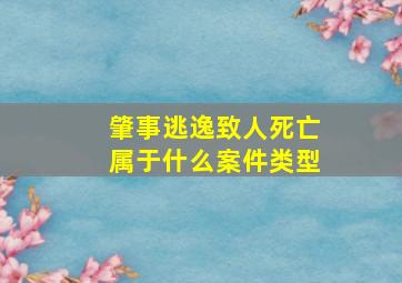 肇事逃逸致人死亡属于什么案件类型