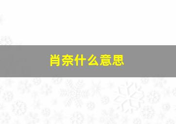 肖奈什么意思