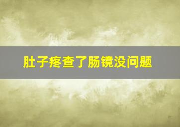 肚子疼查了肠镜没问题