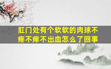 肛门处有个软软的肉球不疼不痒不出血怎么了回事