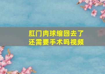 肛门肉球缩回去了还需要手术吗视频