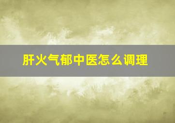 肝火气郁中医怎么调理