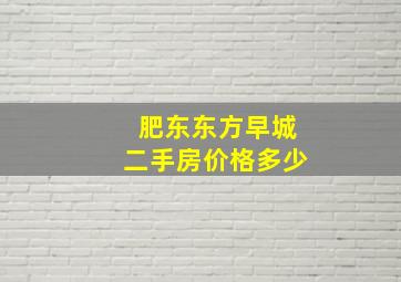 肥东东方早城二手房价格多少