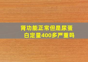 肾功能正常但是尿蛋白定量400多严重吗