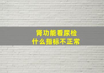 肾功能看尿检什么指标不正常