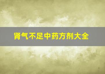 肾气不足中药方剂大全