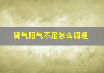 肾气阳气不足怎么调理