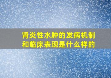 肾炎性水肿的发病机制和临床表现是什么样的