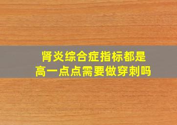 肾炎综合症指标都是高一点点需要做穿刺吗