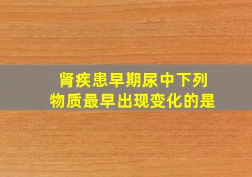 肾疾患早期尿中下列物质最早出现变化的是