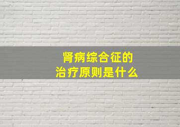 肾病综合征的治疗原则是什么