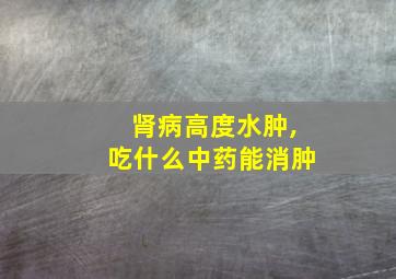 肾病高度水肿,吃什么中药能消肿