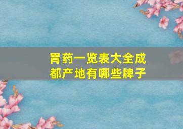 胃药一览表大全成都产地有哪些牌子