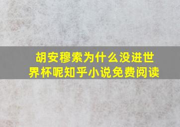 胡安穆索为什么没进世界杯呢知乎小说免费阅读