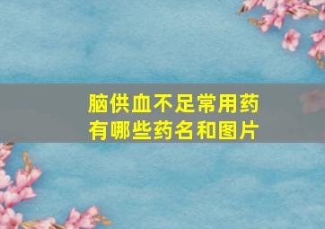 脑供血不足常用药有哪些药名和图片