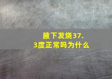 腋下发烧37.3度正常吗为什么