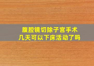 腹腔镜切除子宫手术几天可以下床活动了吗