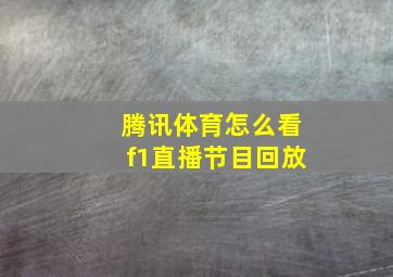 腾讯体育怎么看f1直播节目回放