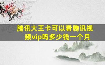 腾讯大王卡可以看腾讯视频vip吗多少钱一个月