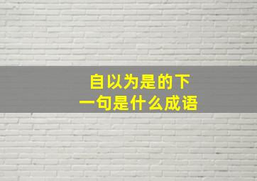 自以为是的下一句是什么成语