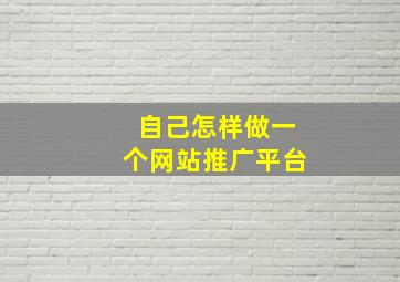 自己怎样做一个网站推广平台