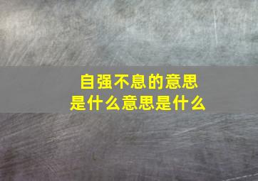 自强不息的意思是什么意思是什么