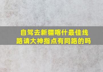 自驾去新疆喀什最佳线路请大神指点有同路的吗