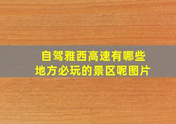 自驾雅西高速有哪些地方必玩的景区呢图片