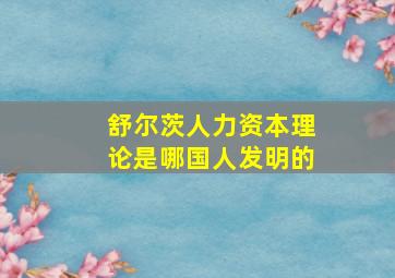 舒尔茨人力资本理论是哪国人发明的