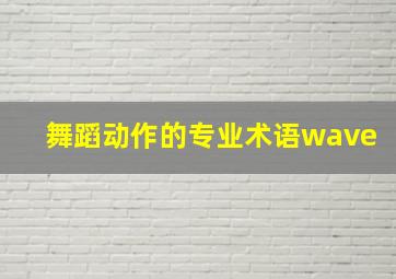 舞蹈动作的专业术语wave