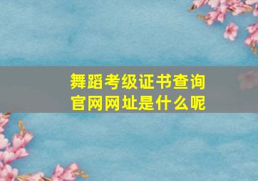 舞蹈考级证书查询官网网址是什么呢